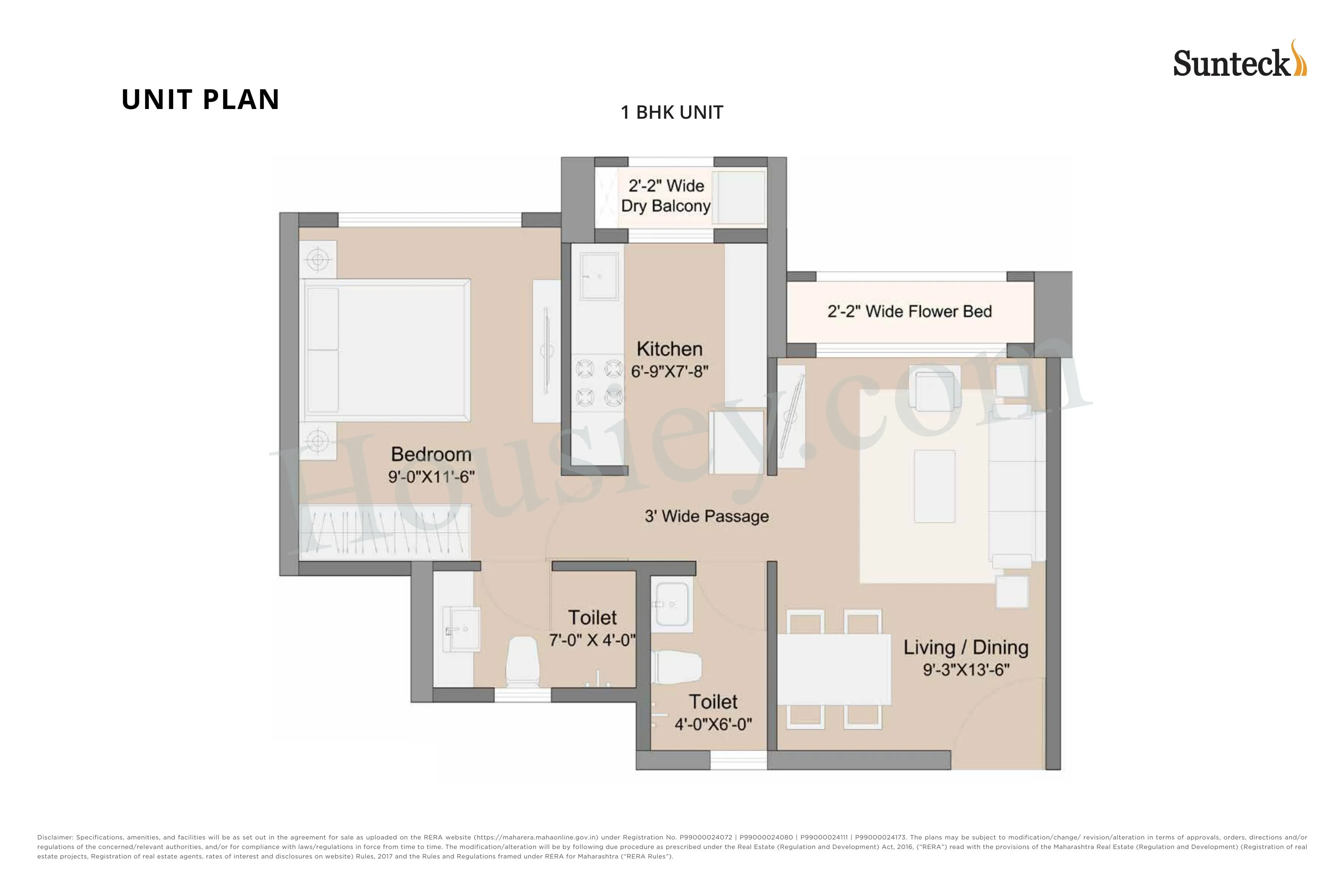 Sunteck Maxx World Unit plan - 407 sq.ft.