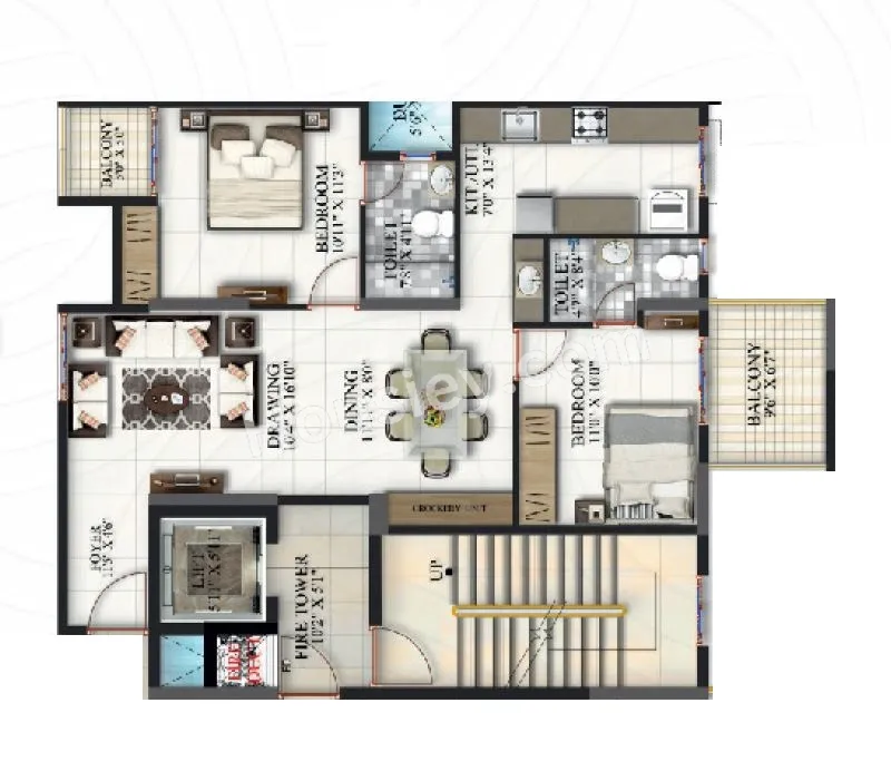 Suraksha Heritage Park Unit plan - 844 sq.ft.