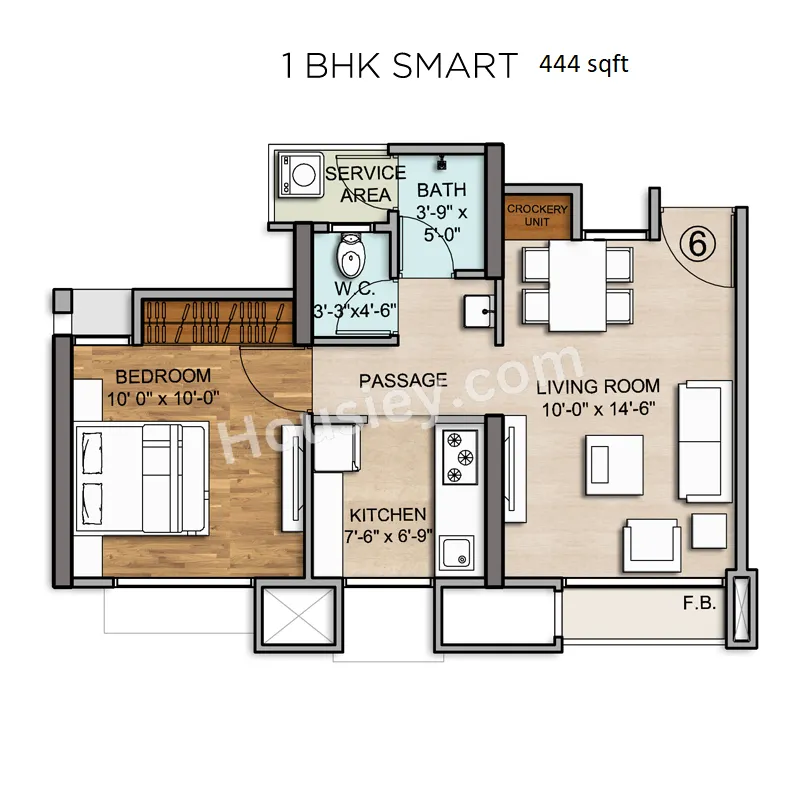 Suraksha Orovia Phase 1 Unit plan - 444 sq.ft.