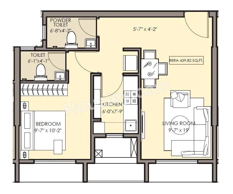 Sushanku 36 Avenue Unit plan - 440 sq.ft.