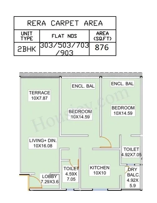 Raichandani Swarn Vatika Unit plan - 876 sq.ft.
