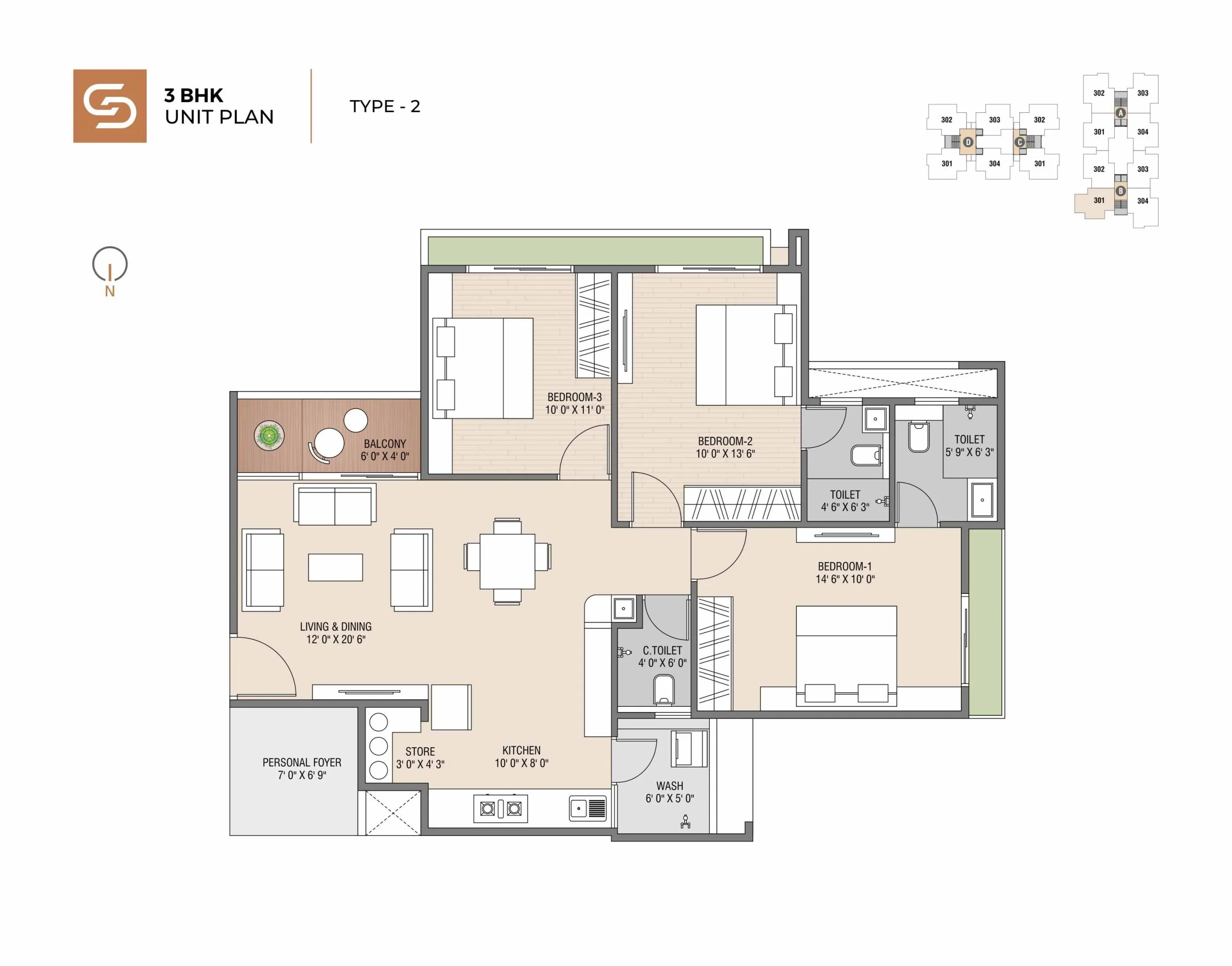 Swarnim Sun Unit plan - floor layout