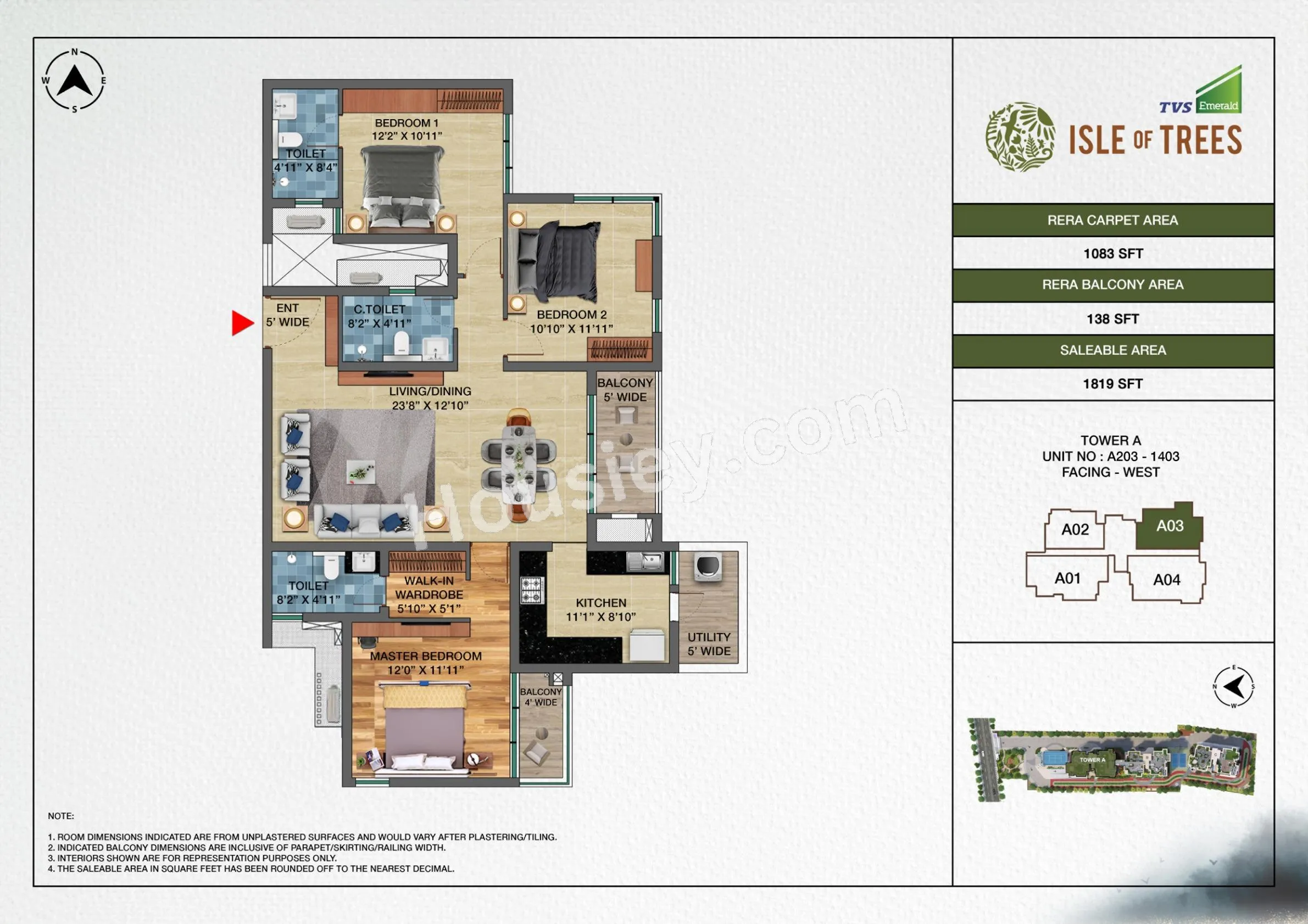 TVS Manyata Tech Park Unit plan - 1218 sq.ft.