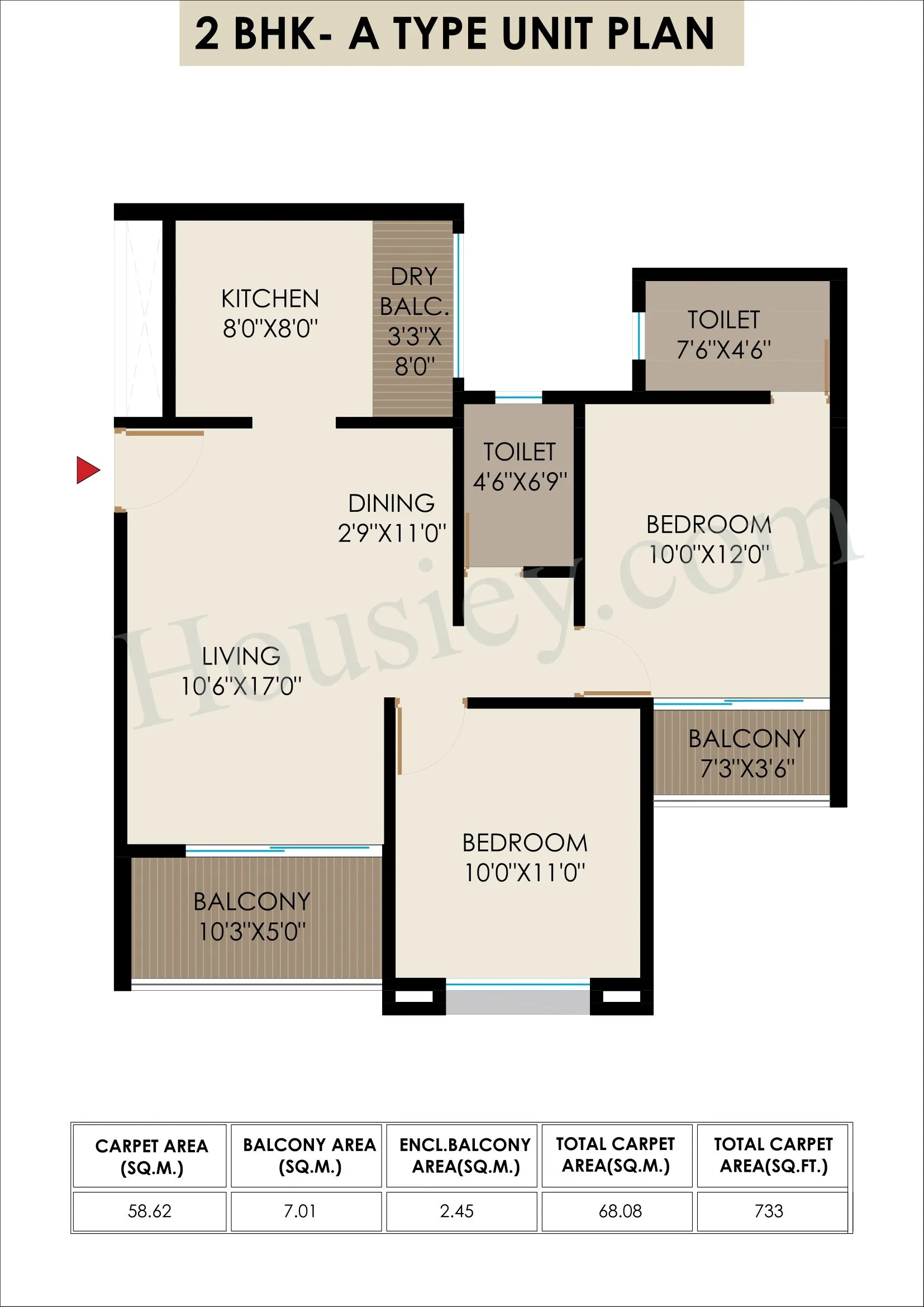 Tatva 24Life Exotica Unit plan - 733 sq.ft.