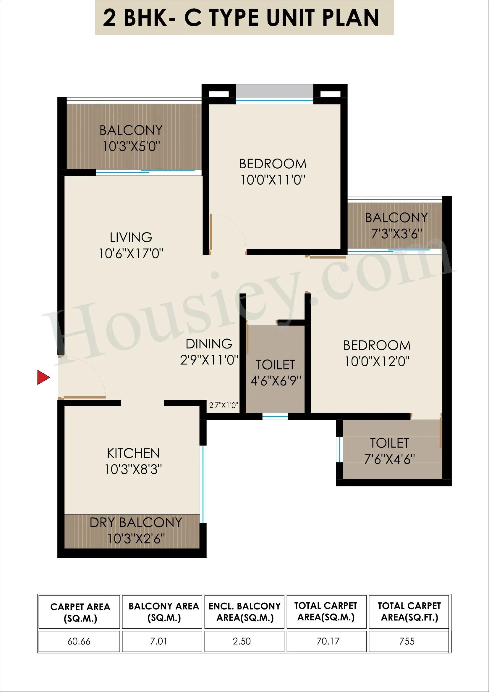 Tatva 24Life Exotica Unit plan - 755 sq.ft.