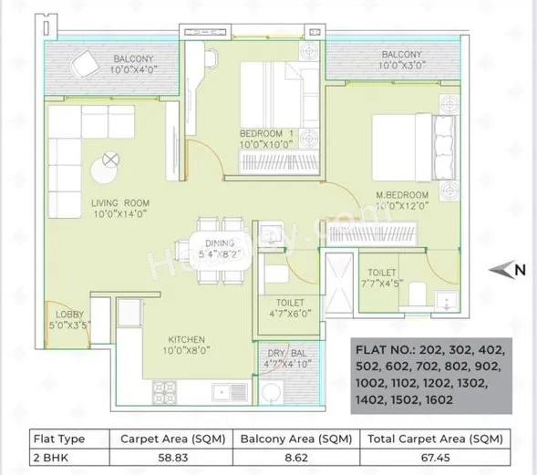 Unit plan - 726 sq.ft.