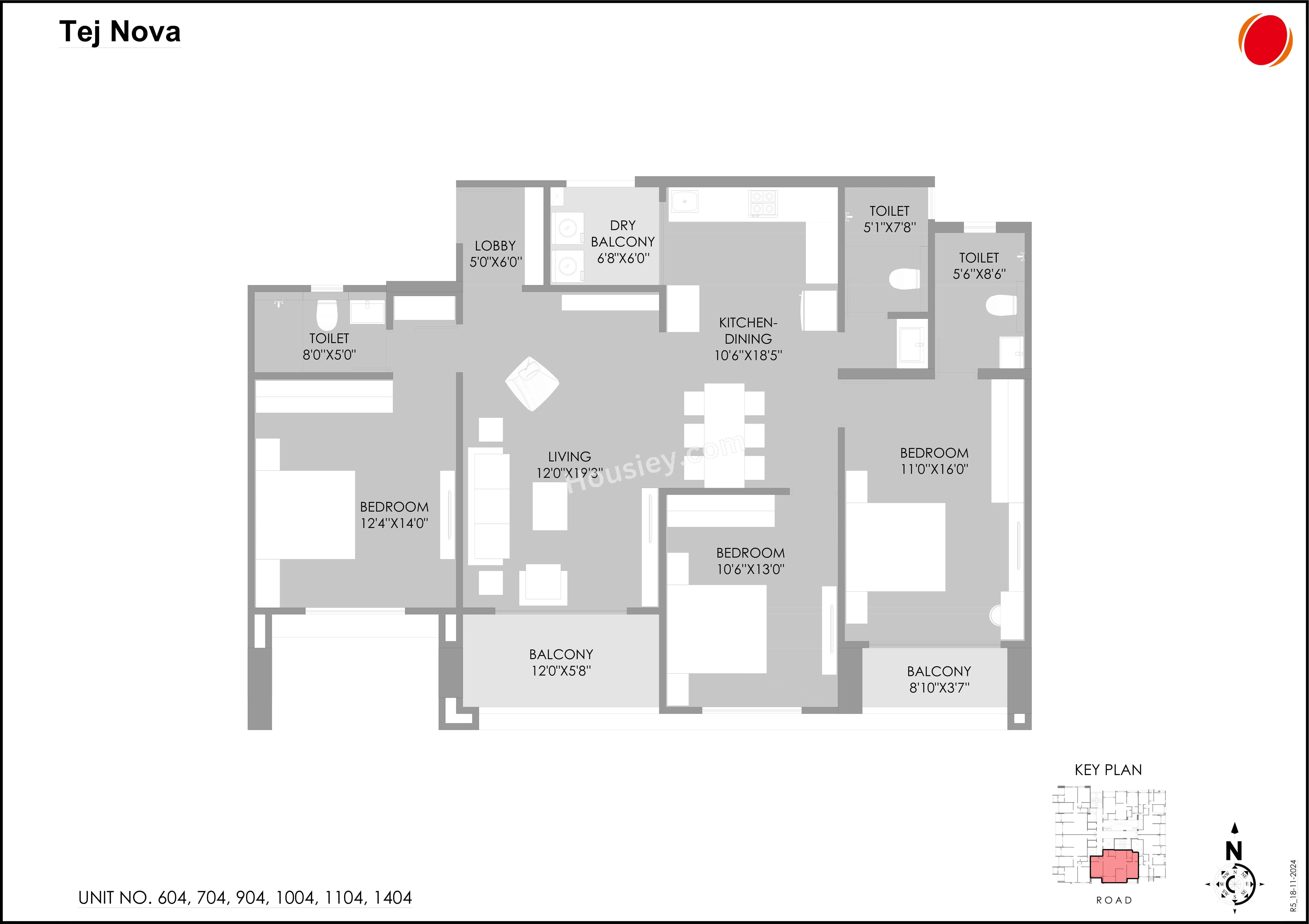 Tej Nova Unit plan - 1318 sq.ft.