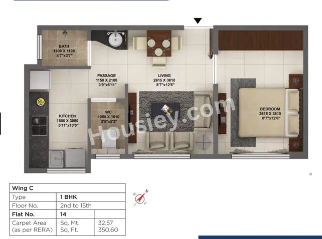 Terraform Dwarka Unit plan - 350 sq.ft.