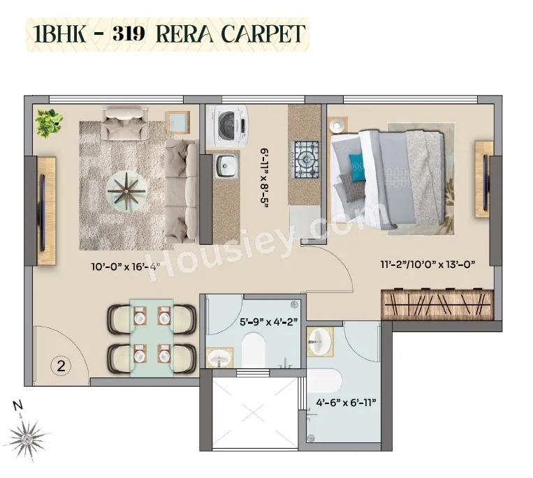 Tigon Elite Unit plan - 319 sq.ft.