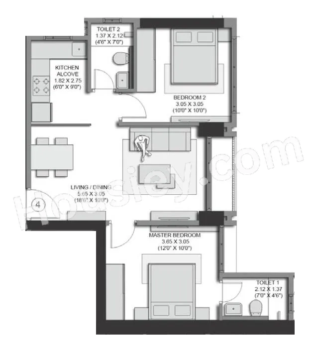 Transcon House Of Fame Unit plan - 557 sq.ft.