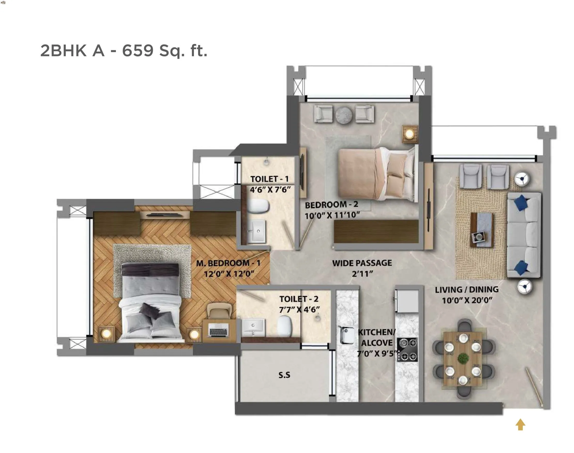 Unit plan - 659 sq.ft.