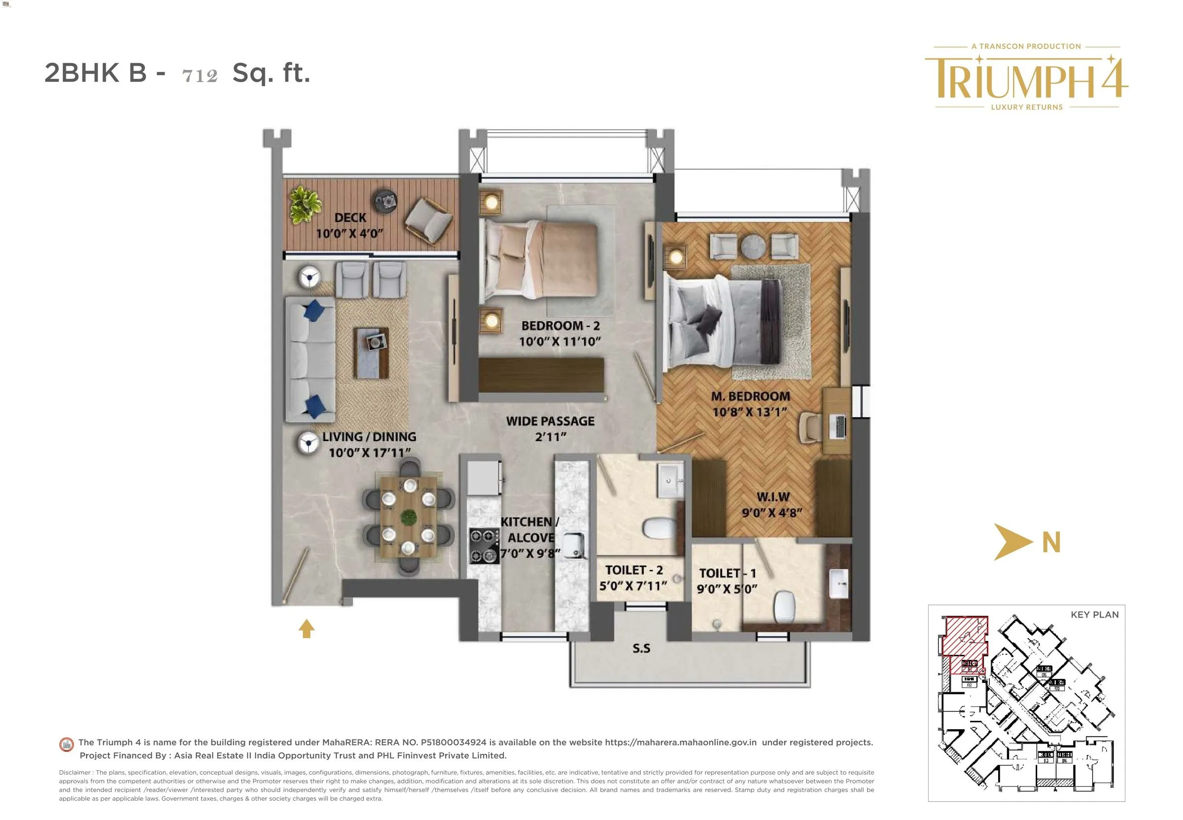 Transcon House Of Fame Unit plan - 712 sq.ft.