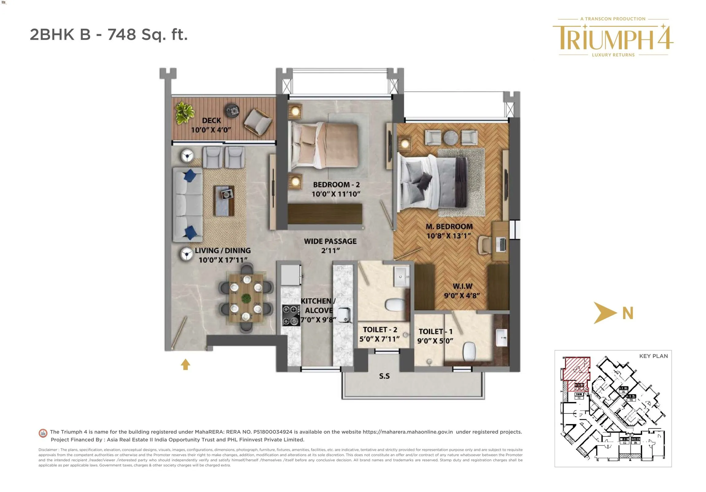 Transcon House Of Fame Unit plan - 748 sq.ft.