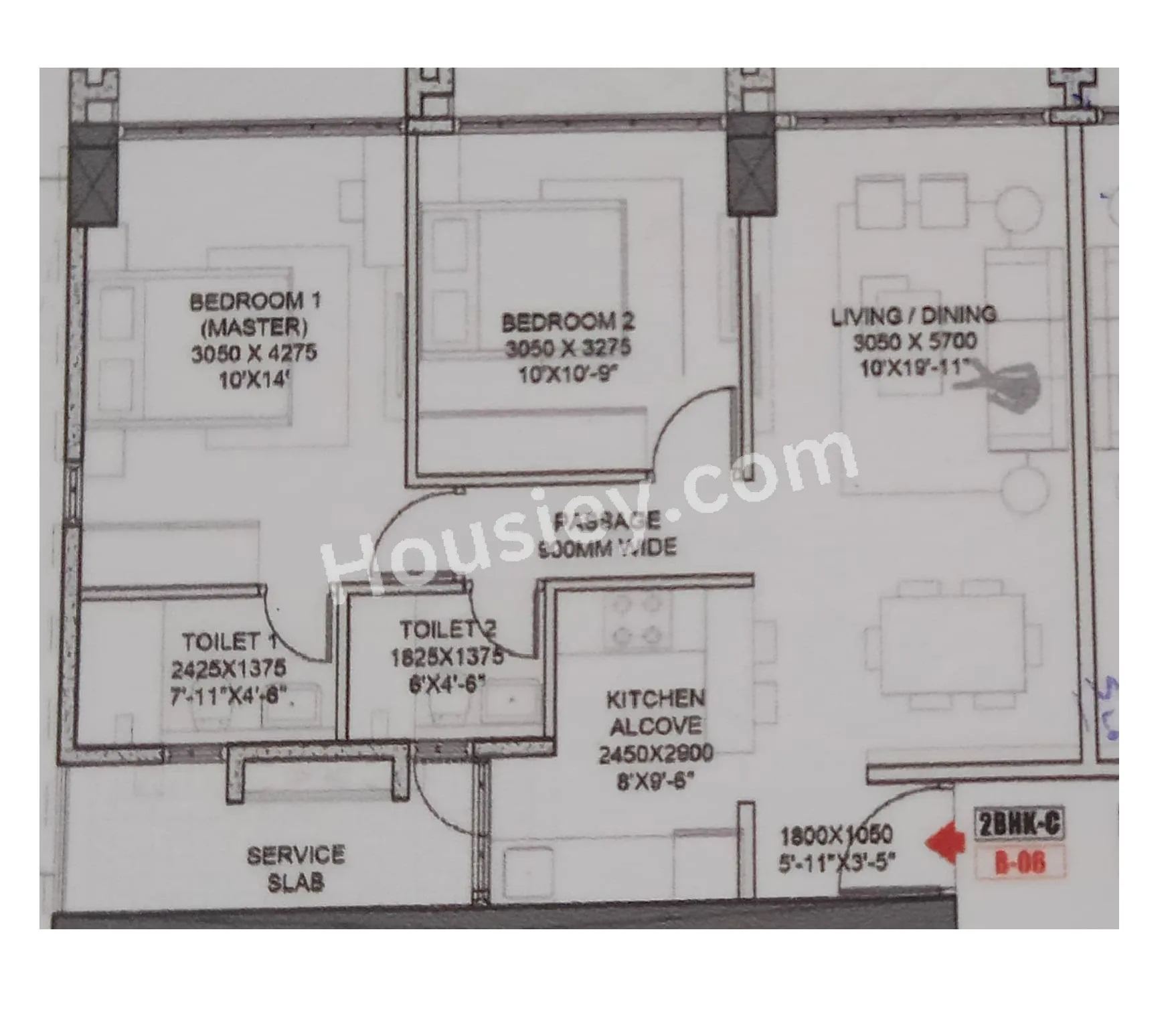 Transcon House Of Fame Unit plan - 822 sq.ft.
