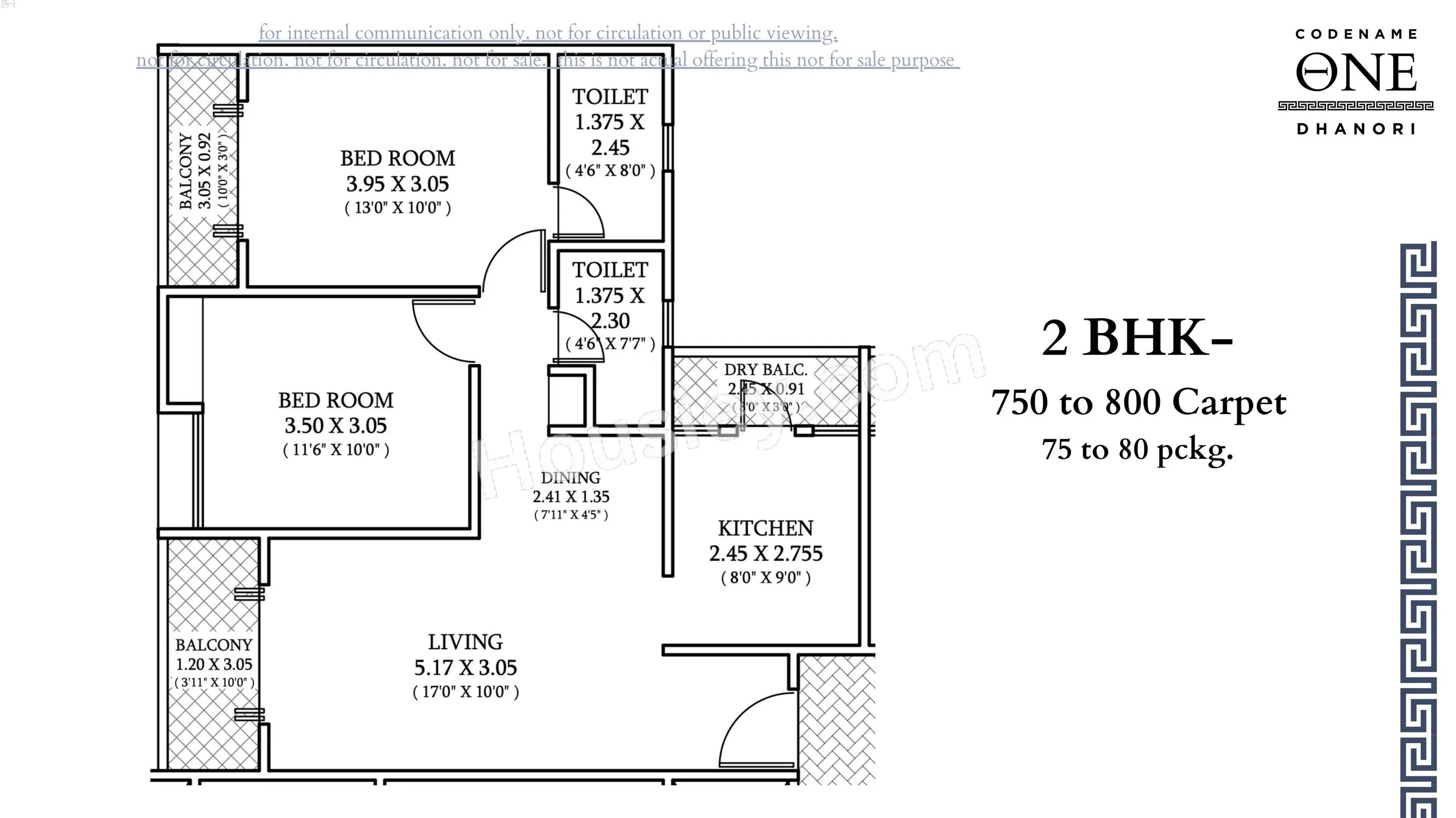 Triaa One Unit plan - 800 sq.ft.