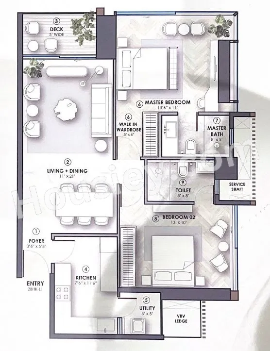 Tribeca The Edge Unit plan - 860 sq.ft.