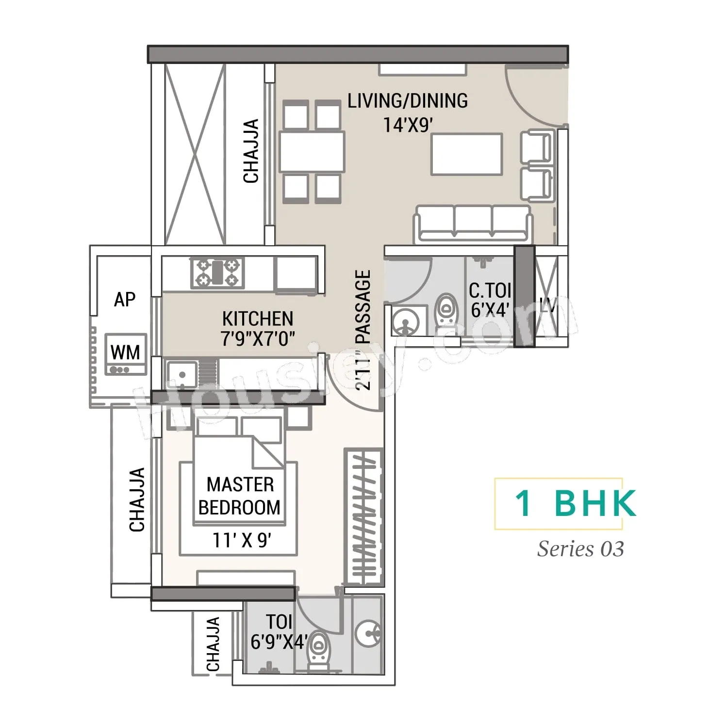 Tricity Aura Unit plan - 393 sq.ft.