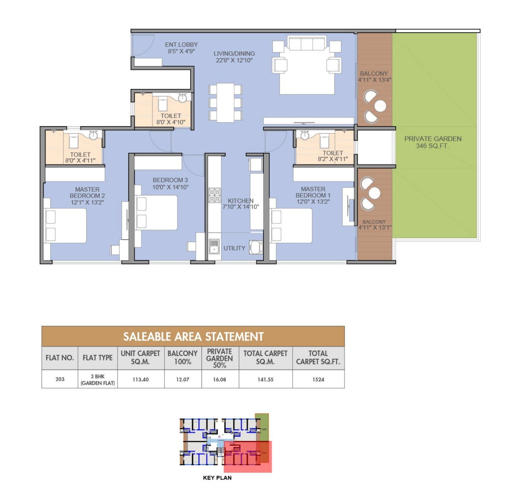 Trustfort Icon Unit plan - 1524 sq.ft.