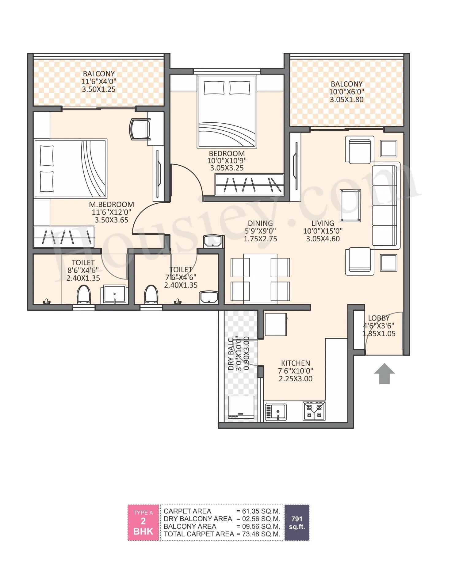Unit plan - 791 sq.ft.