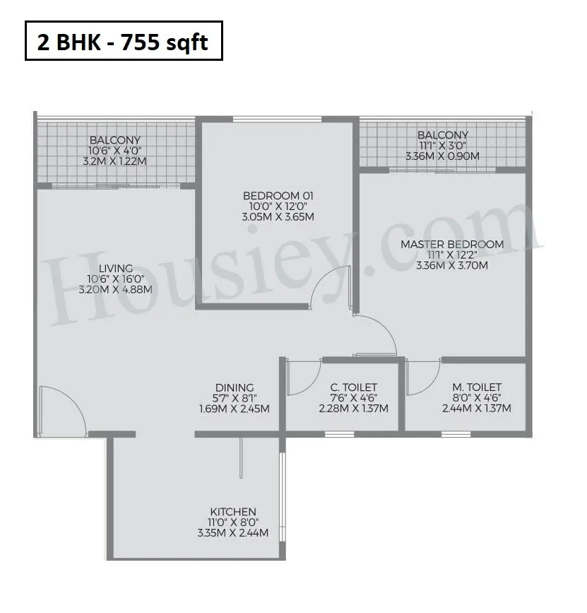 Unique K City Unit plan - 755 sq.ft.