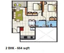 Unique Legacy Royale Unit plan - 664 sq.ft.