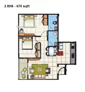 Unique Legacy Royale Unit plan - 670 sq.ft.