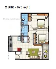 Unique Legacy Royale Unit plan - 673 sq.ft.