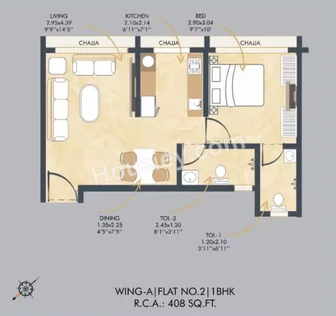 VK Skye Signature Unit plan - 408 sq.ft.