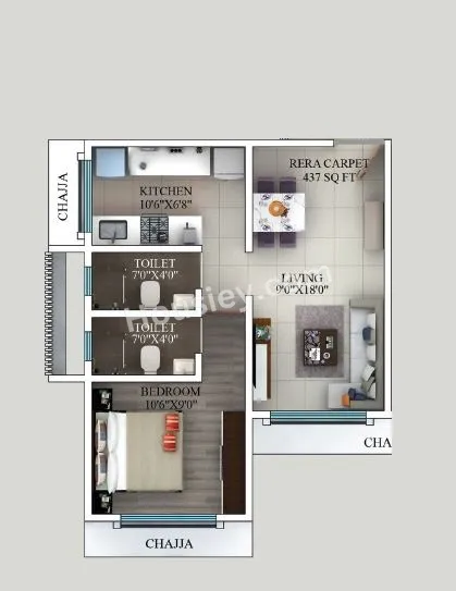 VS Royal 22 Unit plan - 437 sq.ft.