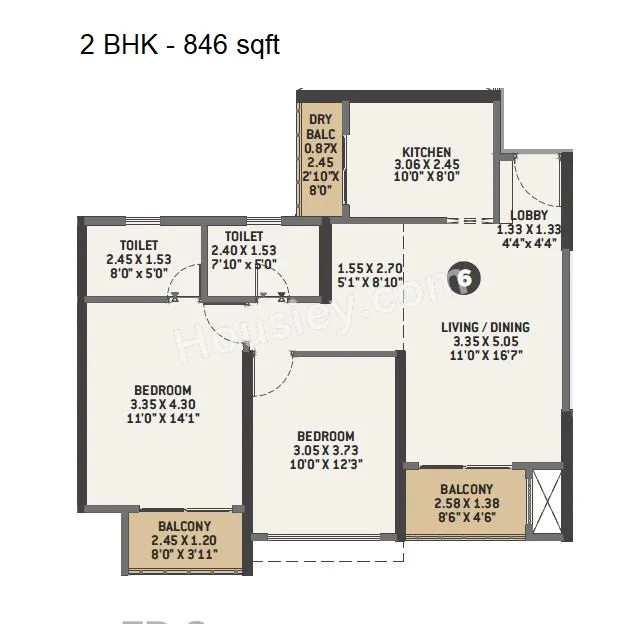 VTP Cielo Unit plan - 846 sq.ft.