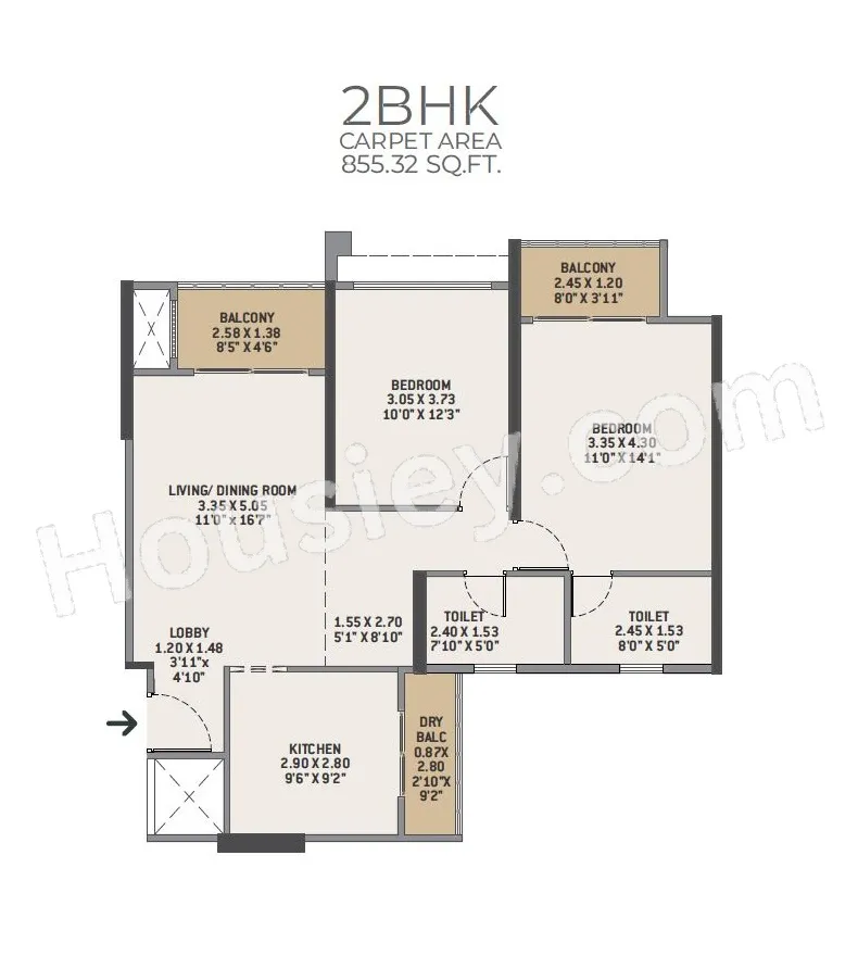 VTP Cielo Unit plan - 855 sq.ft.
