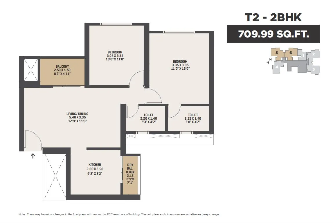 VTP Dolce Vita Unit plan - 709 sq.ft.