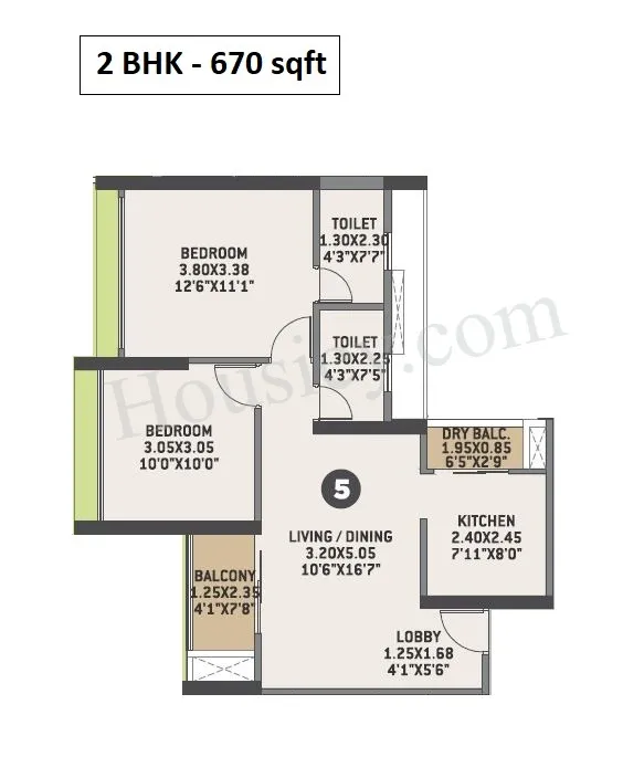 VTP Earth One Unit plan - 670 sq.ft.
