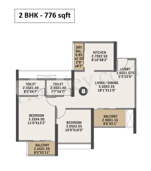VTP Earth One Unit plan - 776 sq.ft.
