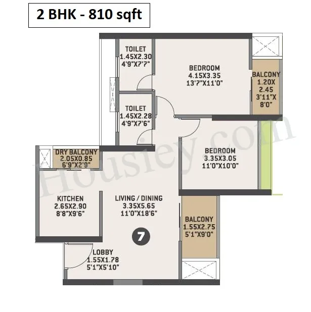 VTP Earth One Unit plan - 810 sq.ft.