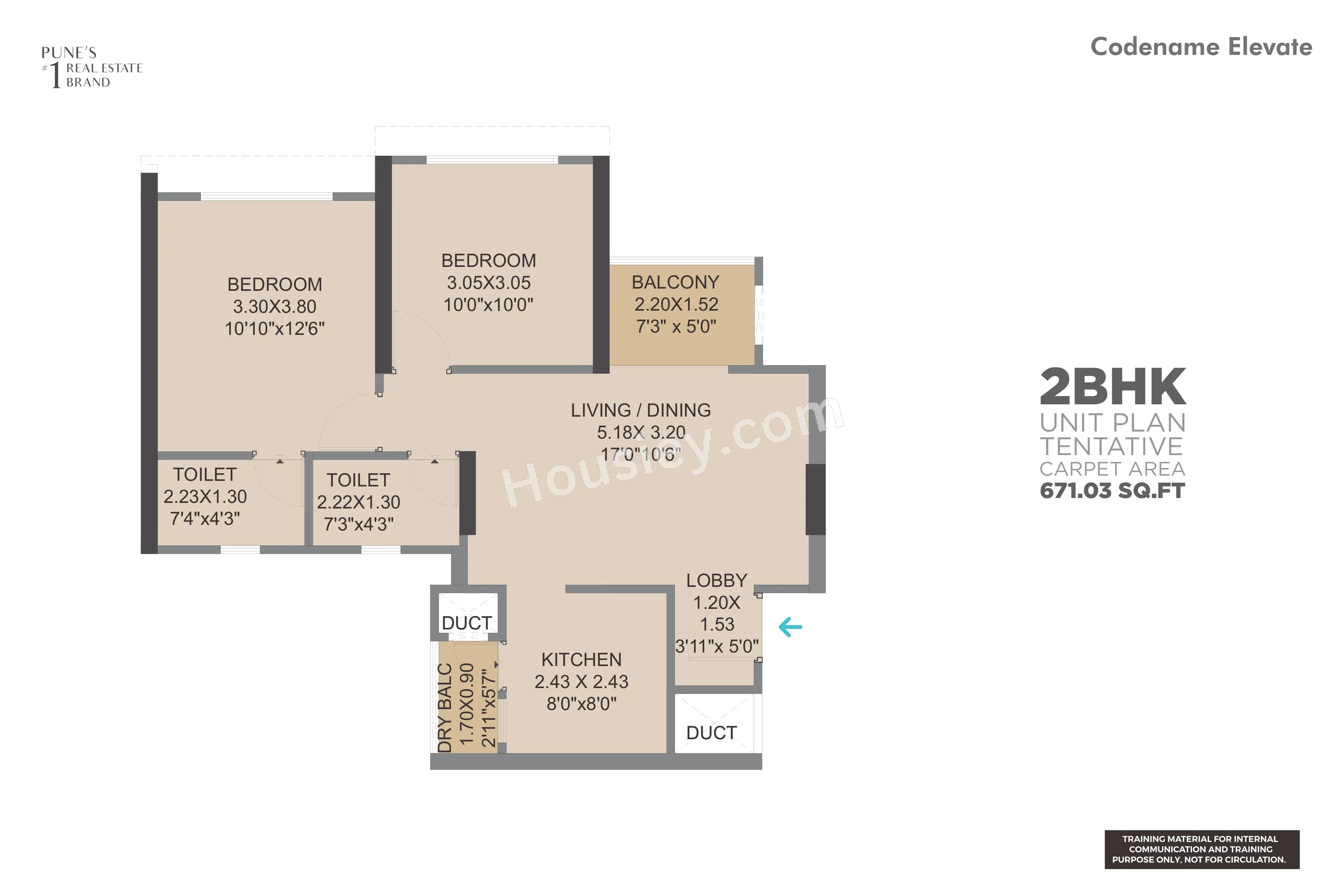 VTP Elevate Unit plan - 670 sq.ft.
