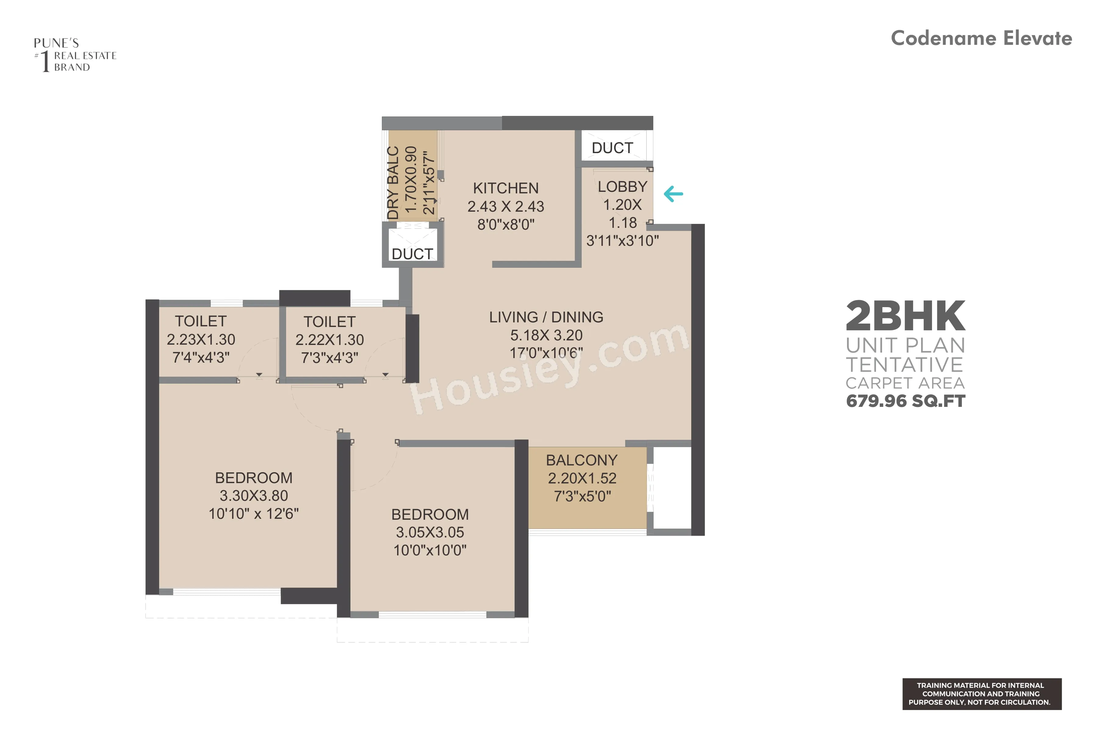 VTP Elevate Unit plan - 680 sq.ft.