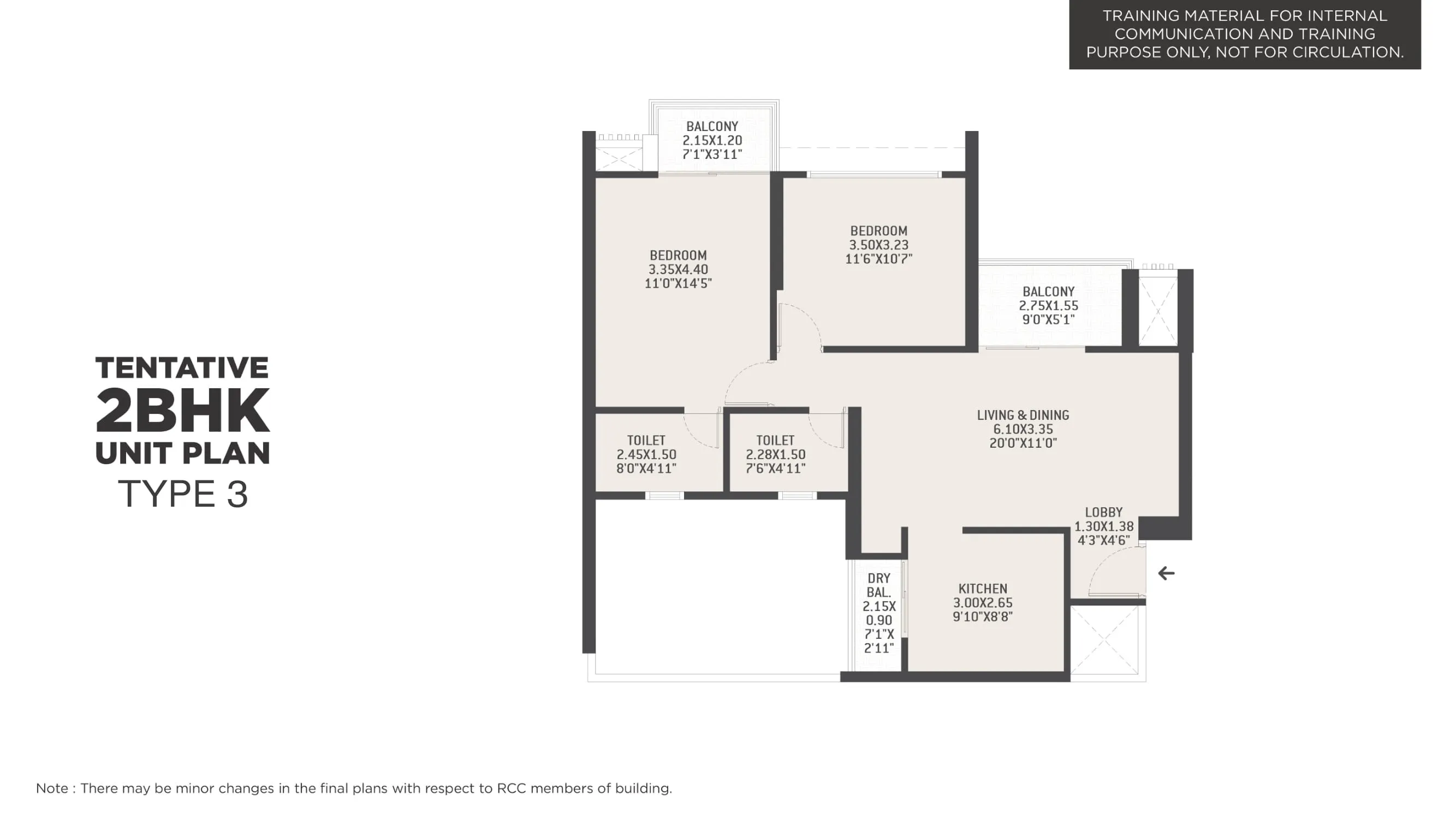 VTP Flamante Unit plan - 850 sq.ft.