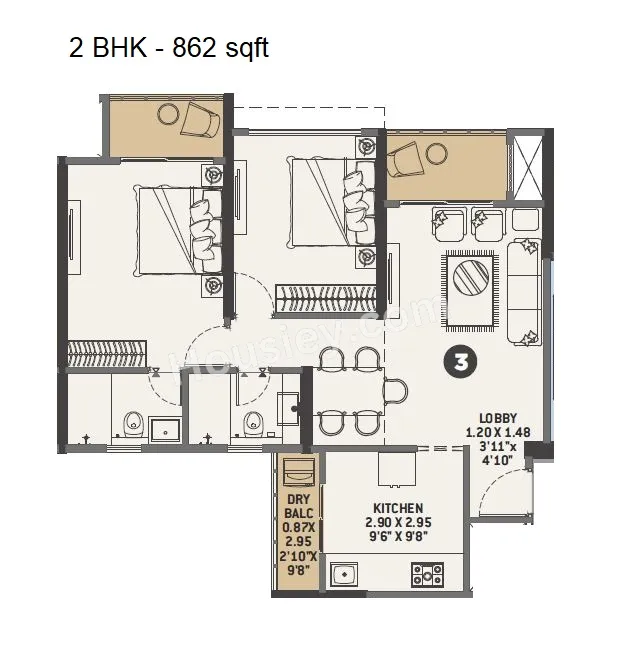 VTP NatureScape Unit plan - 862 sq.ft.
