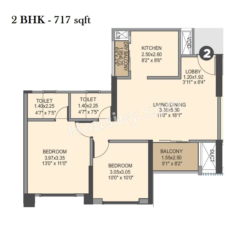 VTP Sierra Unit plan - 717 sq.ft.