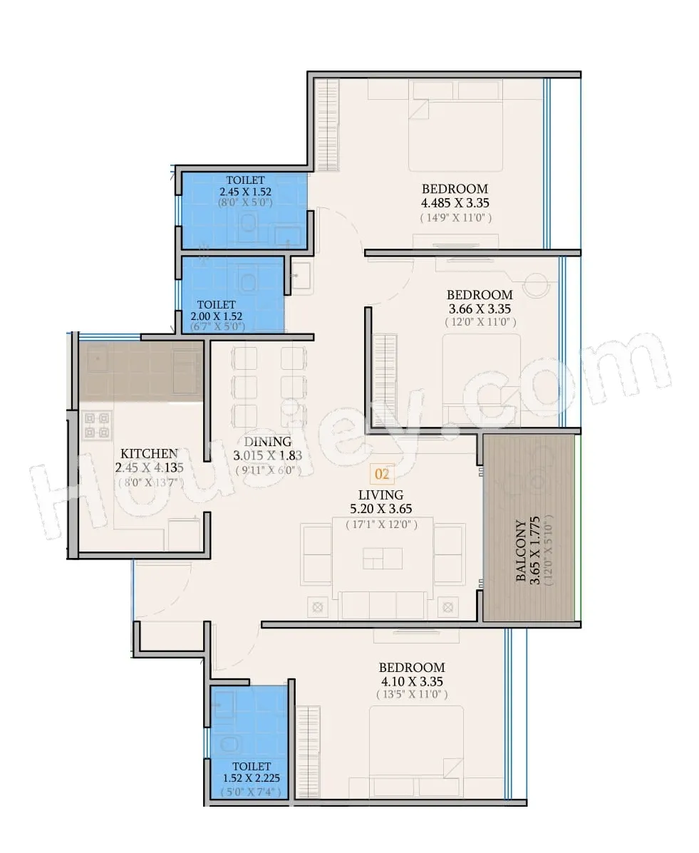 Varad Seraph Supremus Elite Unit plan - 1115 sq.ft.