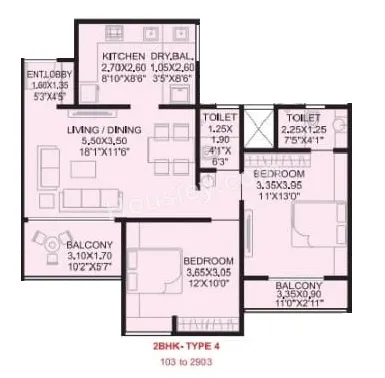 Vardhaman Leap Unit plan - 739 sq.ft.