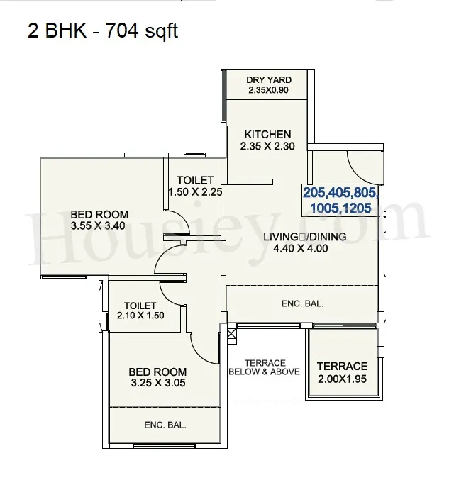 Ved Vihar Phase 2 Unit plan - 704 sq.ft.