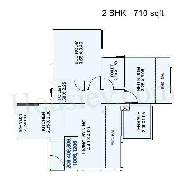 Ved Vihar Phase 2 Unit plan - 710 sq.ft.