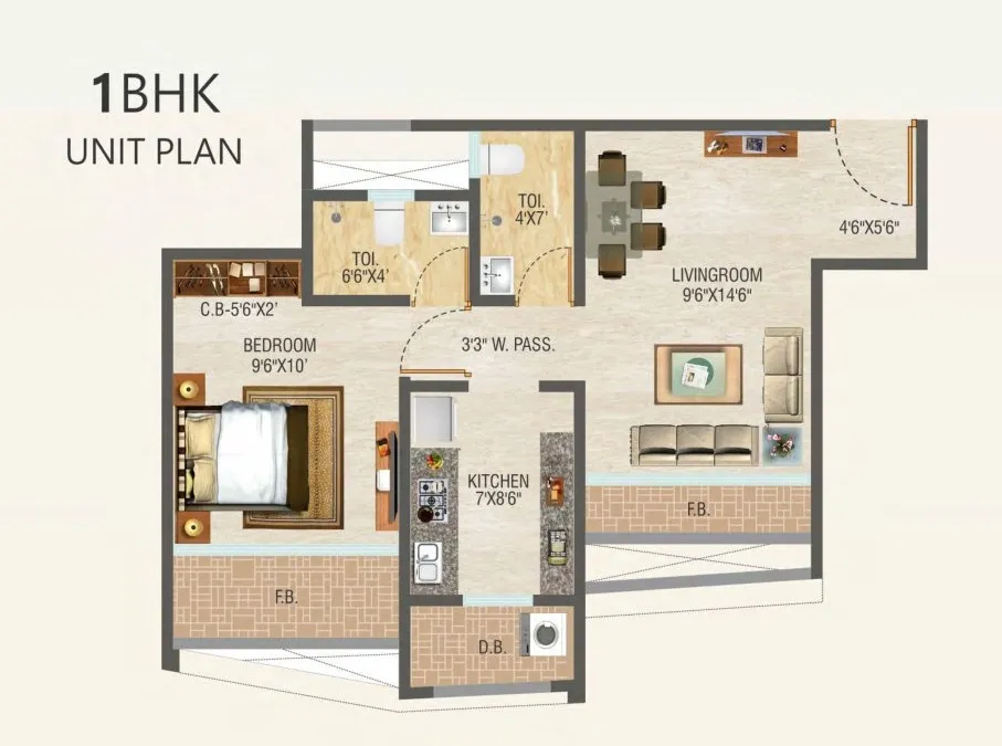 Veena Janki Legacy Unit plan - 407 sq.ft.