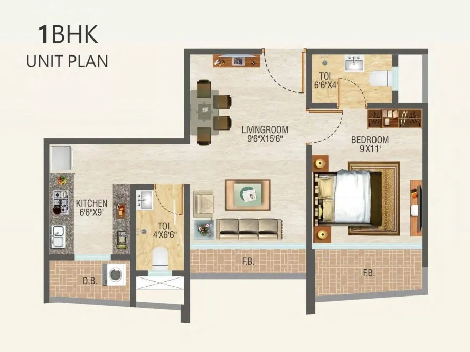 Veena Janki Legacy Unit plan - 422 sq.ft.