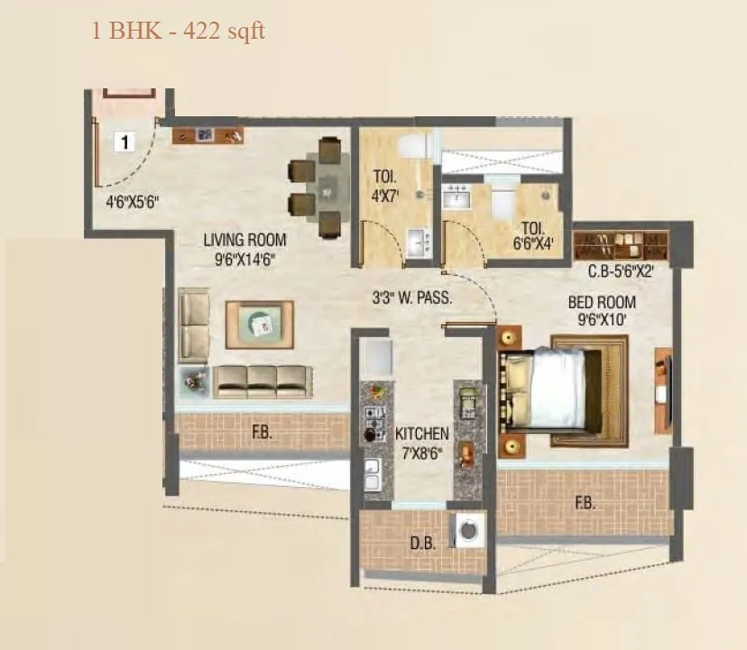 Veena Janki Legacy Unit plan - 442 sq.ft.
