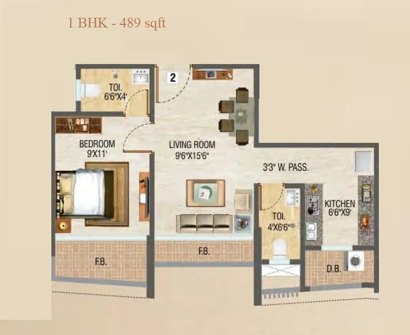Veena Janki Legacy Unit plan - 489 sq.ft.