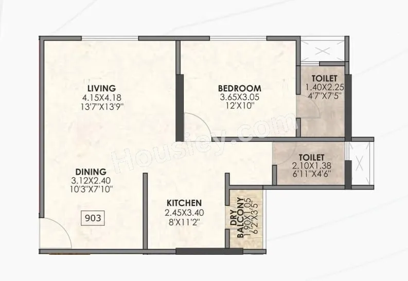 Venkatesh Anandmayi Unit plan - 580 sq.ft.