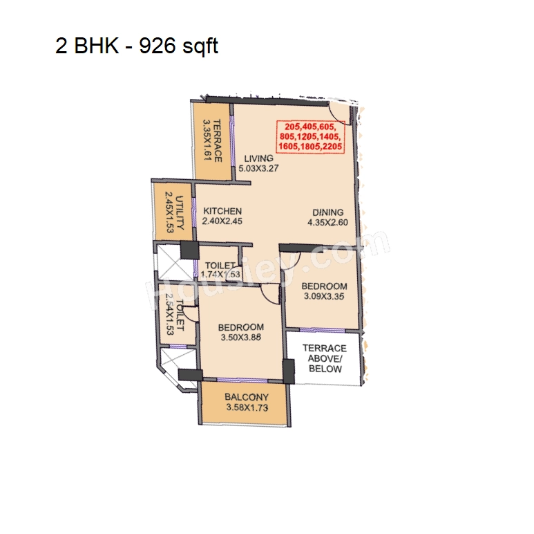 Venkatesh Skydale Unit plan - 926 sq.ft.